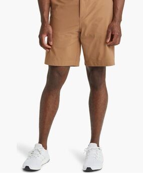 Vuori Men's Meta Flat-Front Performance Shorts Camel Size 36 NWOT